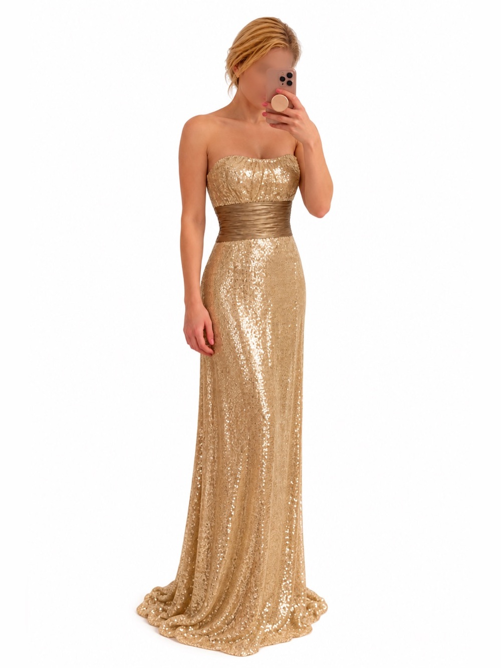 Gold Strapless Maxi Dress - Gold Prom Dress
